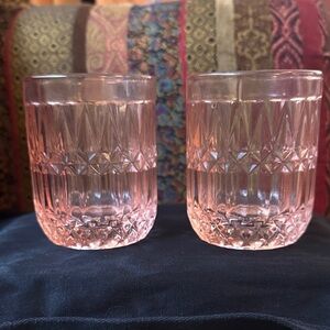 Depression Pink Glass Tumblers Set of 2 Vintage